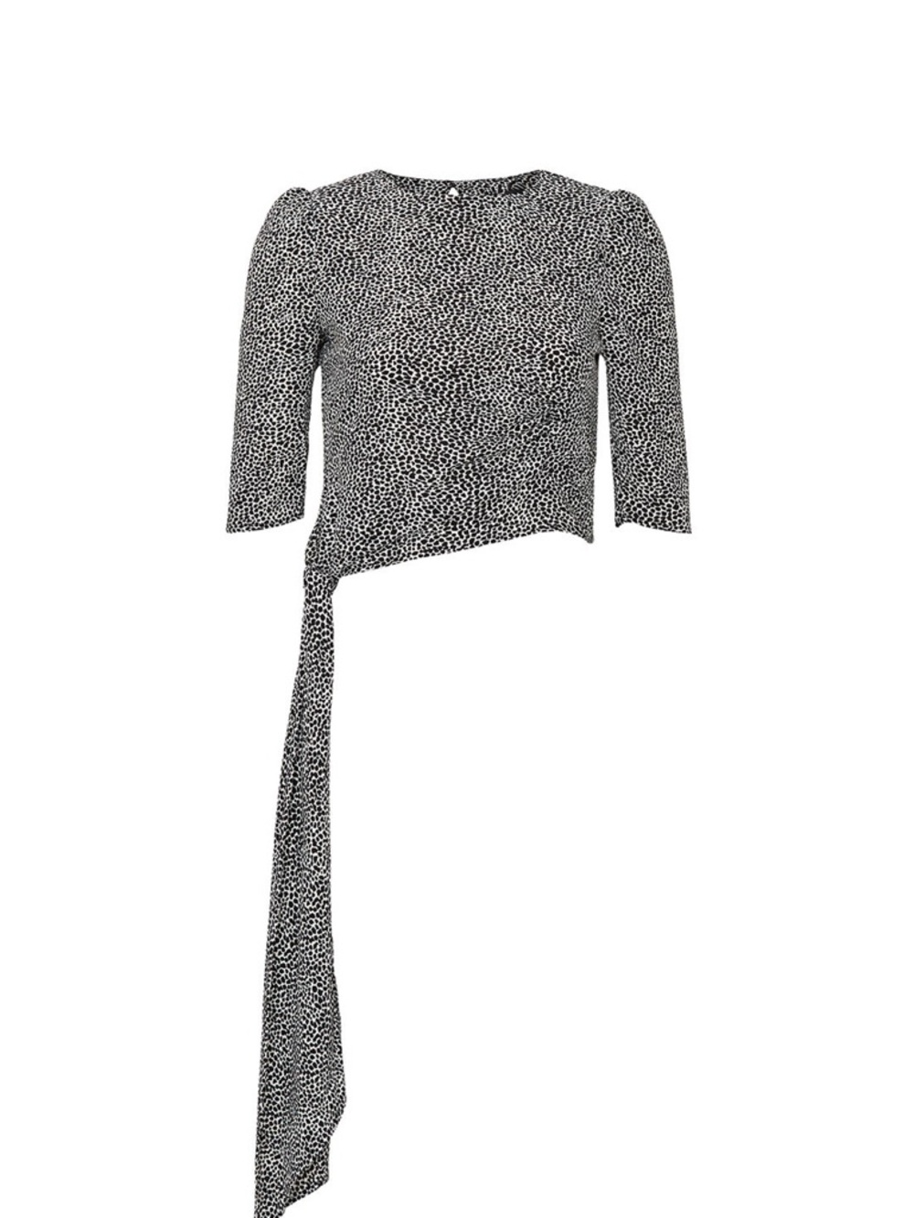 AFRM Viper Top - Asymmetric Tie Crop Top in Black & White Dot Print
